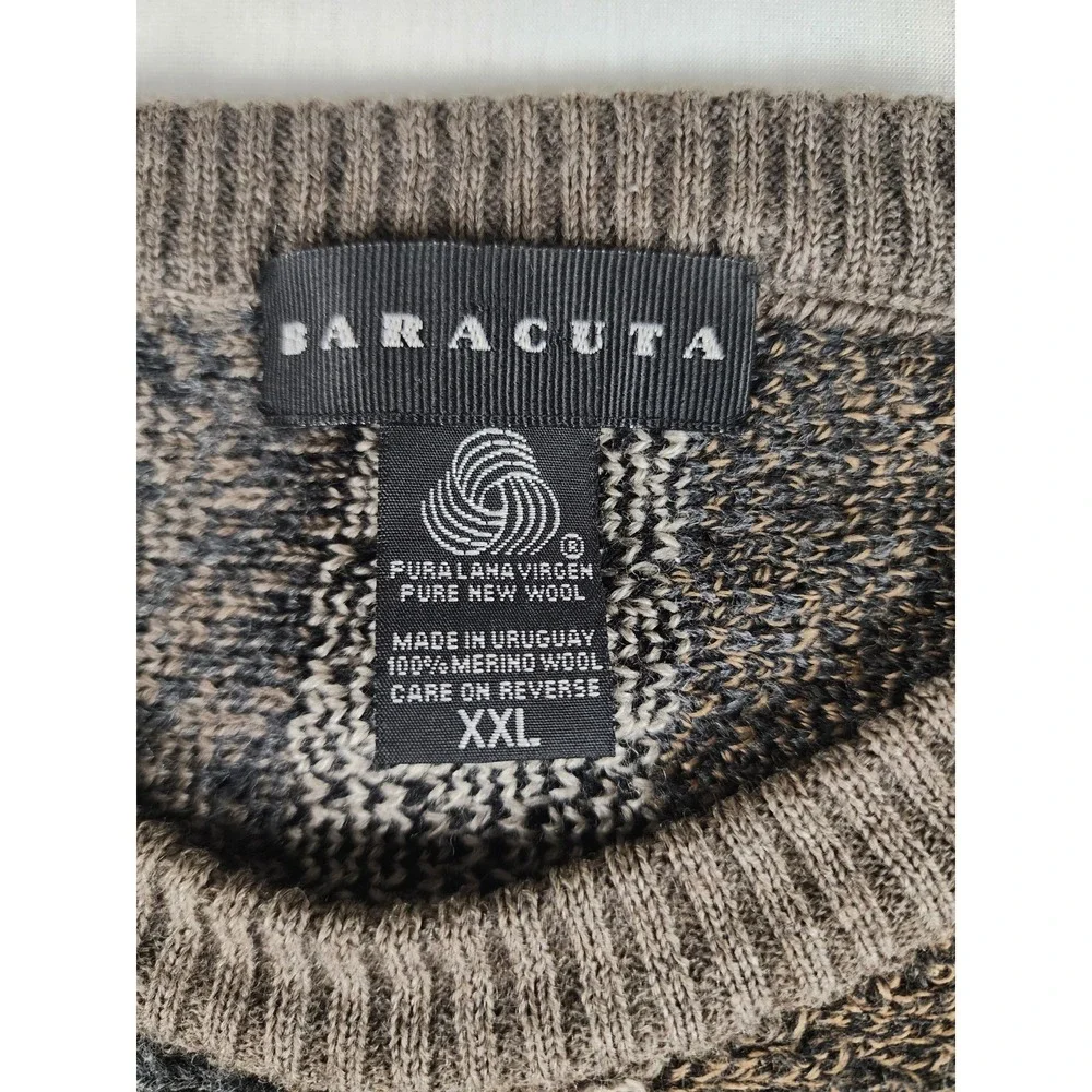 Baracuta Mens XXL Merino Wool Sweater‎ Abstract Grandpacore Crosby Coogi Style